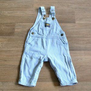 Oshkosh Vintage Pinstripe Rare Baby Blue & White Overalls Size 12 Months